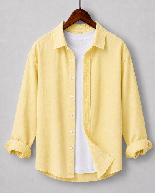 Light yellow linen blend shirt for kids