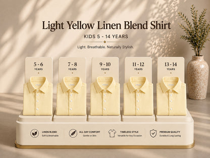 Light yellow linen blend shirt for kids size range