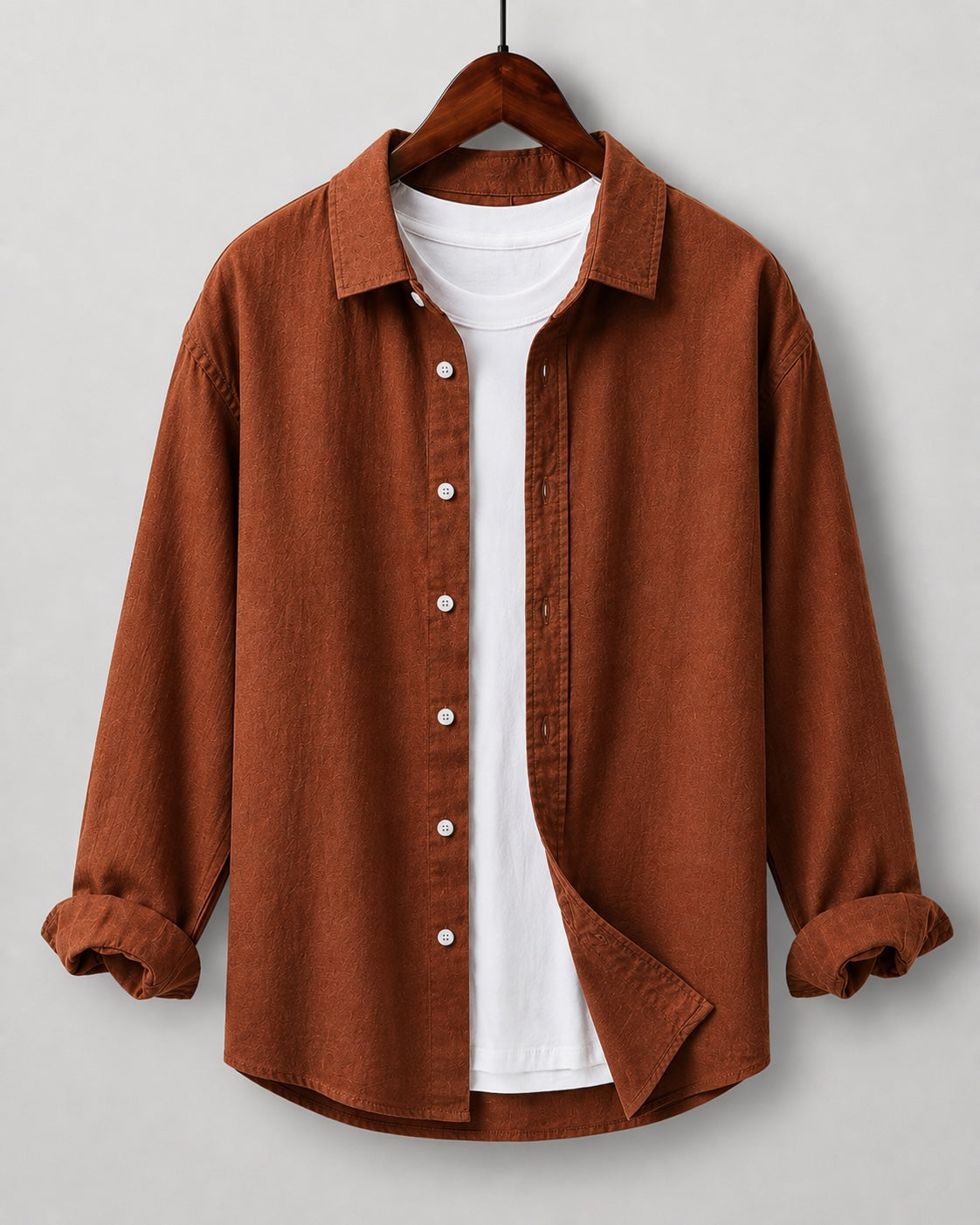 Terracotta linen blend shirt for kids