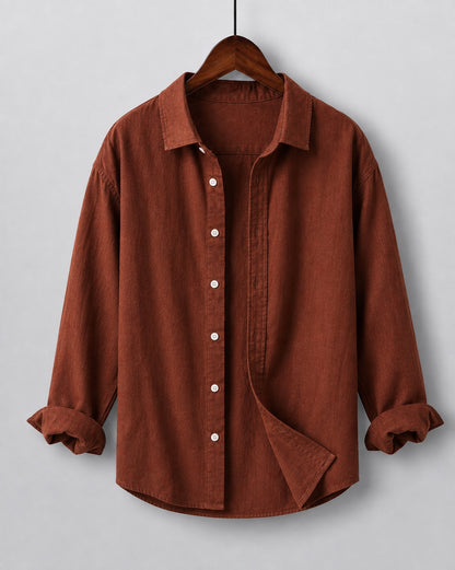 Terracotta linen blend shirt for kids