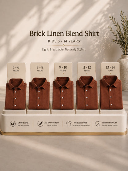 Terracotta linen blend shirt for kids size range